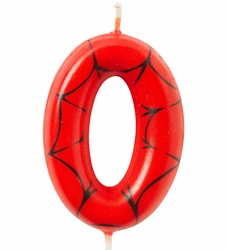 Świeczka urodzinowa Spider-Man ”0” – czerwono-czarna