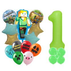Zestaw Balonów „Minecraft” – Balony Foliowe i Gumowe z Nadrukiem (34 elementy)