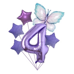 Set of balloons for 4th birthday with butterfly