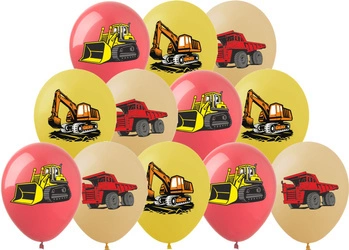 Balony gumowe z nadrukiem Maszyn Budowlanych (12 szt.)
