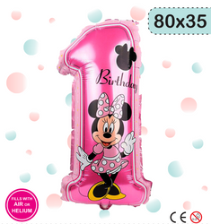 Fóliový balónek číslo 1 Minnie (35cm*80cm)