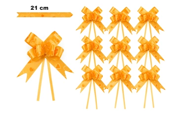 Kokarda dekoracyjna pomarańczowa z motywem serc – 21 cm (zestaw 10 szt.)