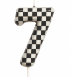 Narozeninová svíčka číslo "7" - šachovnicový vzor, závod.