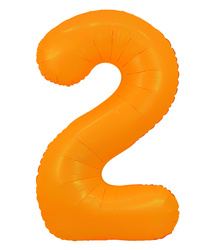 Fóliový balónek číslo "2" oranžový neonový (100 cm).)