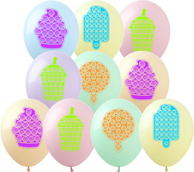 Gumové balónky s potiskem POP IT Candy (10 ks).)