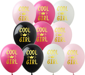Gumové balónky s potiskem Cool Girl (10 ks).)