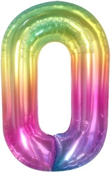 Foil Balloon Number "0" Rainbow (100cm.)