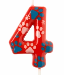 Christmas candle red with paws (Psi Patrol) - number"4"