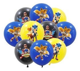 Sonic printed rubber balloons, (10 pcs.)