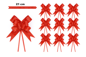 Kokarda dekoracyjna czerwona z tłoczonym wzorem – 21 cm (zestaw 10 szt.)