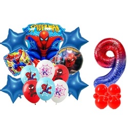 Set of 9 Spiderman Foil and Rubber Printed Balloons