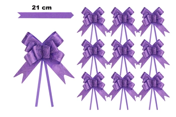 Decorative purple bow with embossed pattern - 21 cm (set of 10 pcs).)