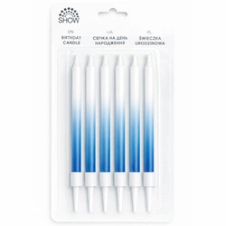 SHOW birthday candles - set of 6, white and blue ombre