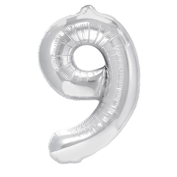 Foil Balloon Number "9" Silver (100cm.)
