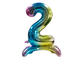 Fóliový balónek s číslem "2" Rainbow Standing (80 cm).)