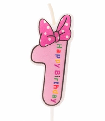 Baby candle number "1" pink