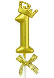 Golden birthday candle - Number 1 with crown