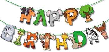 Papírová girlanda Happy Birthday Animals (1 ks)