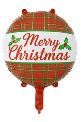 Balon foliowy „Merry Christmas” w świąteczną kratkę – 18 cali (45 cm)