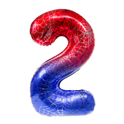 Fóliový balónek s číslem "2" Spider Red/Blue (100cm).)
