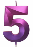 Фіолетово-рожева свічка цифра "5"