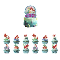 Magic Mermaid toppers for birthday cake and cupcakes (12+1)