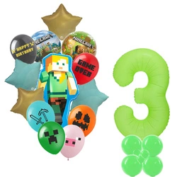 Zestaw Balonów 3 Minecraft Piksele Balony Foliowe i Gumowe z Nadrukiem