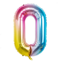 Foil Balloon Number "0" Rainbow (100cm.)