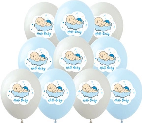 Balony gumowe z nadrukiem Hello Baby (10 szt.)