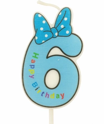 Children's candle number "6" blue