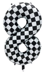 Fóliový balónek s číslem "8" Šachovnicový závod (100 cm).)