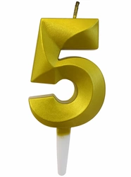 Złota świeczka cyfra "5"