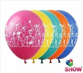 Printed rubber balloons Flowers (10 pcs.)