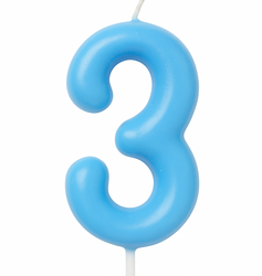 Candle Number "3" - Blue
