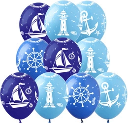 Marine printed rubber balloons (10 pcs.)