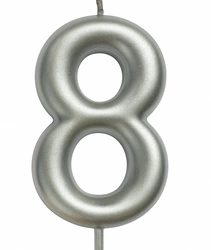 Świeczka Cyfra "8" – Srebrna