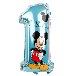 Fóliový balónek číslo 1 Mickey (80 cm)