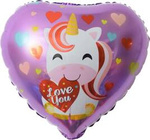 Balon foliowy Serce Jednorożec I Love You (45cm.)