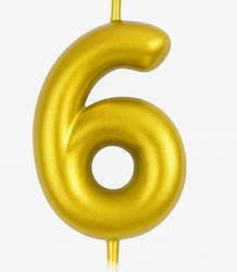 Gold birthday candle number "6" - elegance for any occasion