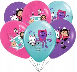 Balony gumowe z nadrukiem Gabi Koci Domek (12 szt.)