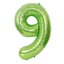 Fóliový balónek číslo "9" světle zelený (100 cm).)