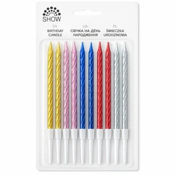 SHOW spiral birthday candles - 10 pcs. colorful