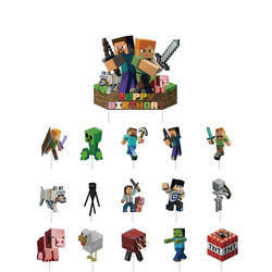 Zdobičky na dort Minecraft - Narozeninové dobrodružství v pixelovém světě (15+1)