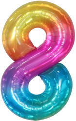Fóliový balónek s číslem "8" Rainbow (100 cm).)