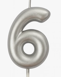 Silver birthday candle number "6" - elegance for any occasion