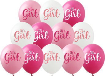 Gumové balónky s potiskem It's a Girl (12 ks).)