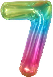 Fóliový balónek s číslem "7" Rainbow (100 cm).)