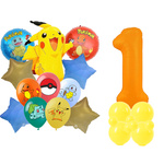 Zestaw Balonów Cyfra 1 Pokemon Balony Foliowe i Gumowe z Nadrukiem