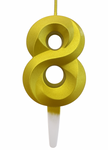 Złota świeczka cyfra "8"