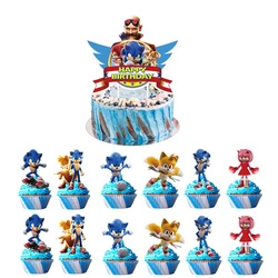 Cake toppers with Sonic - birthday decorations